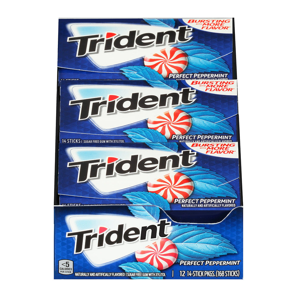 Trident Sugar Free Gum, Peppermint, 14 sticks/12 Pack